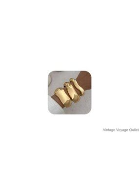 Chunky Gold Bangle Bracelets Stackable Statement Cuff Set for Women